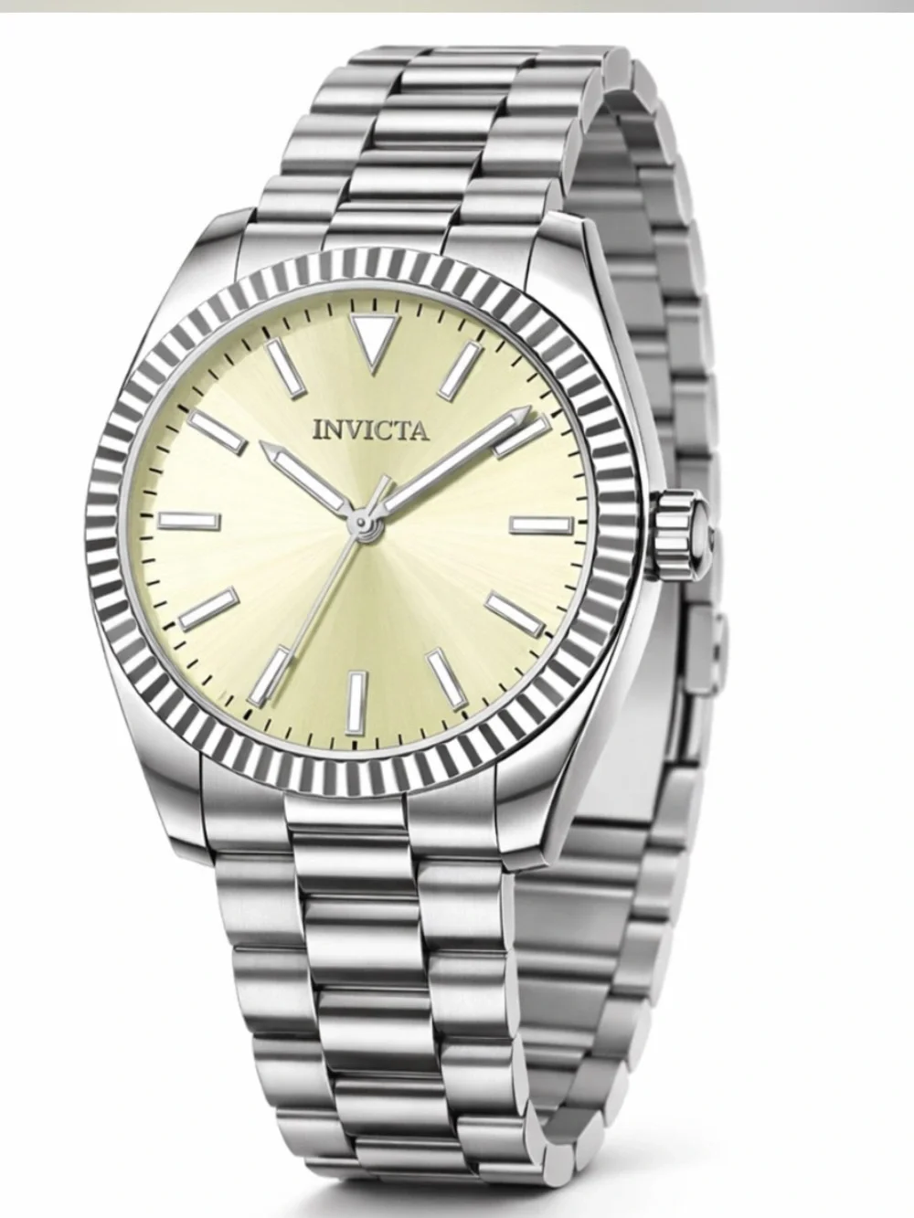 Invicta Silver Bracelet Watch with Light Champagne Dial